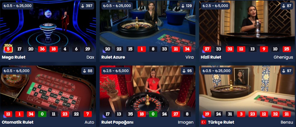Pragmatic Play Canlı Casino Rulet Oyunları (2)